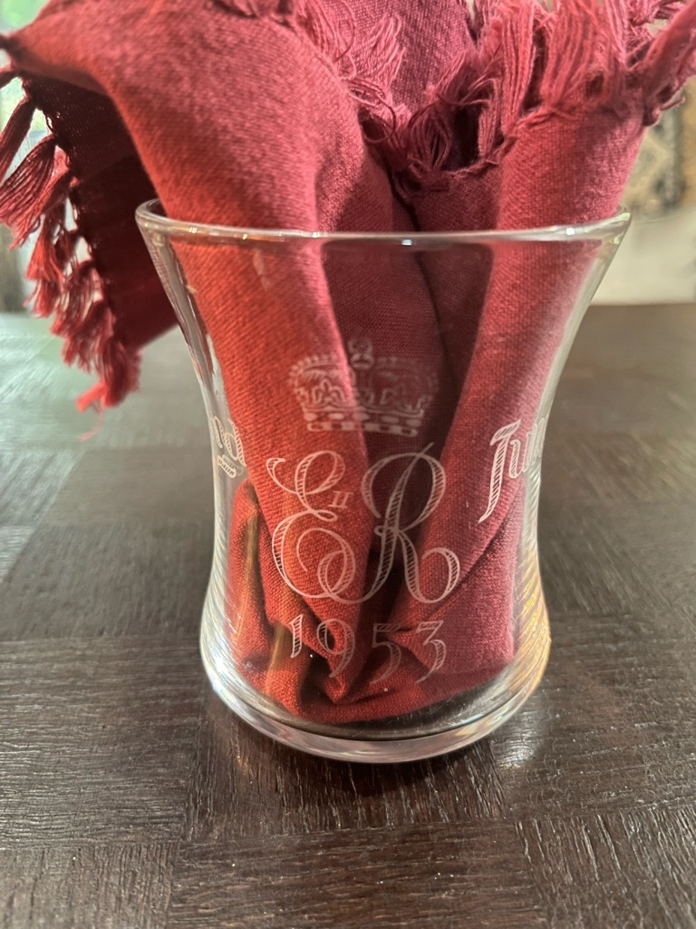 Vintage Etched Glass Commemorative tankard